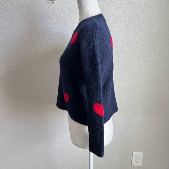 Rails Perci Navy Scarlet Heart Sweater Women's M Wool Blend Relaxed Pullover - Picture 3 of 8